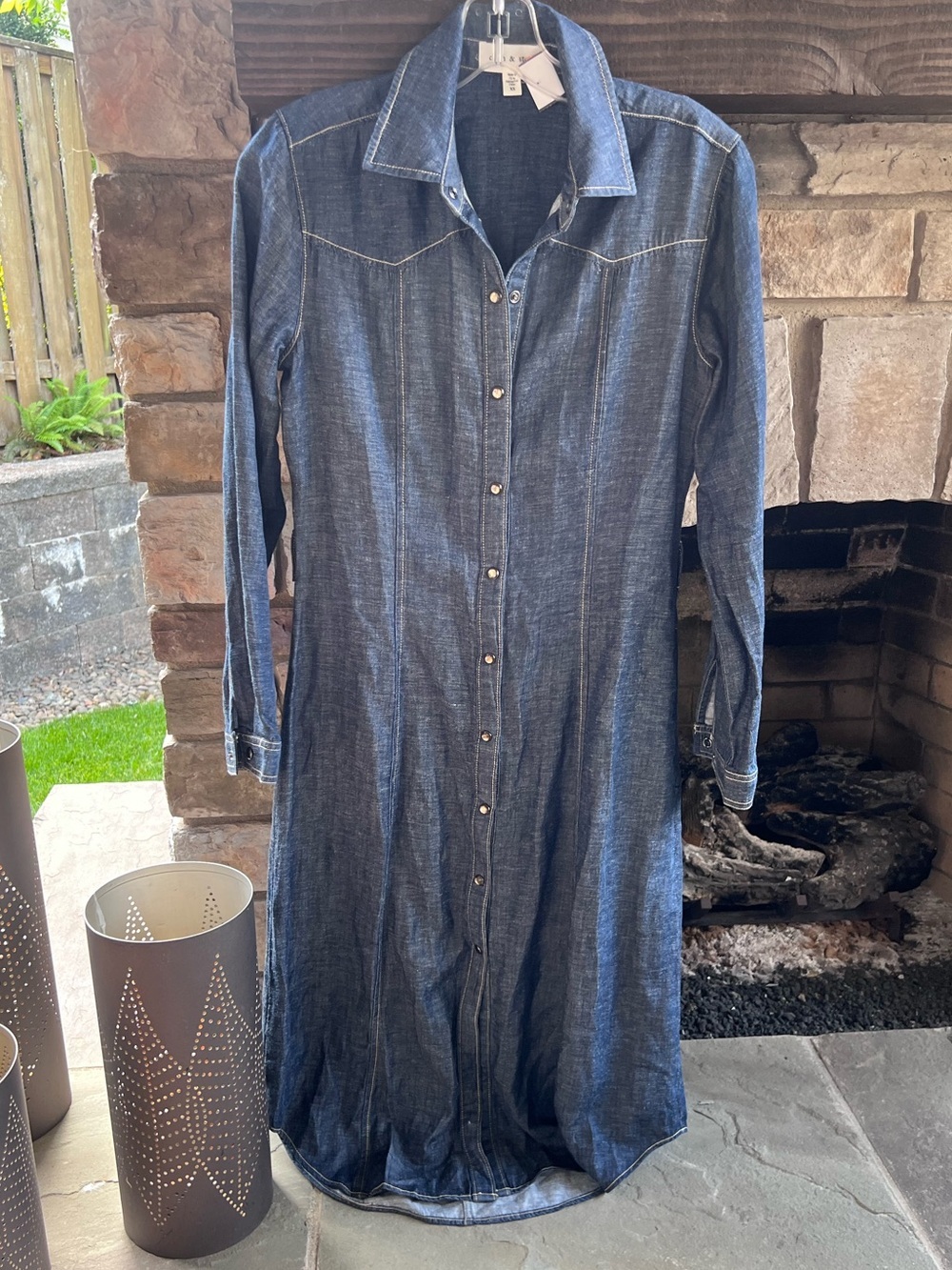 cloth & stone Indigo Denim Button-Front Shirt Dress